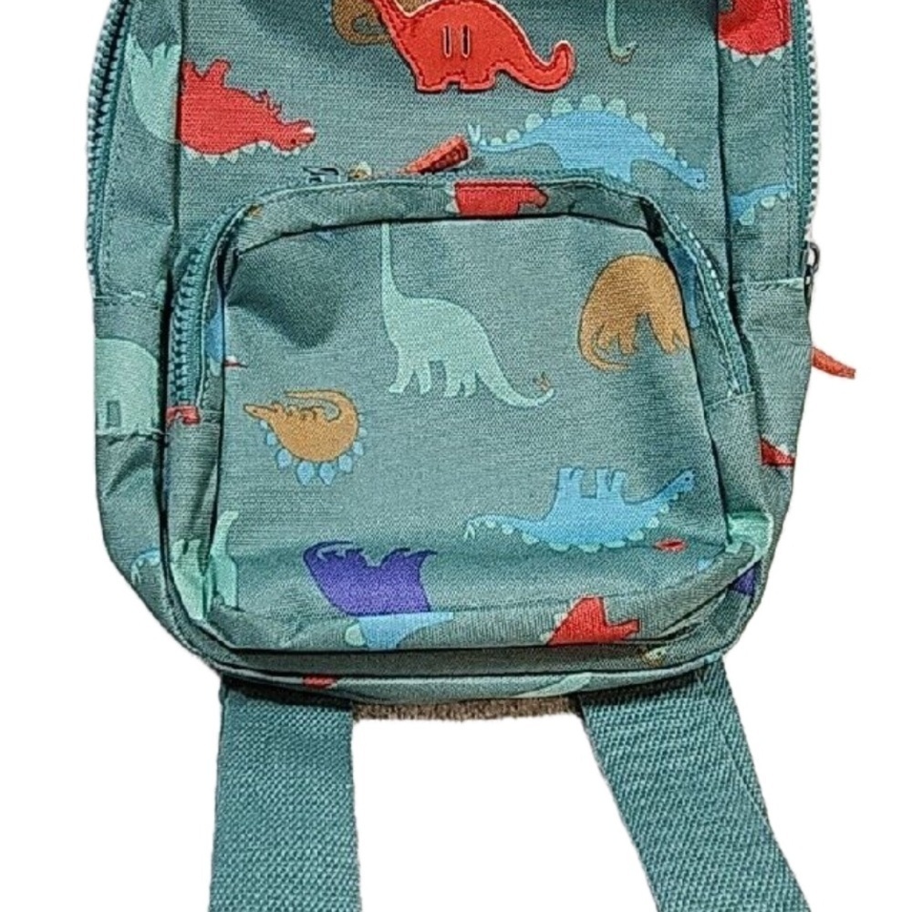 Dinosaur Print Kids Backpack Green Toddler Preschool - Picture 2 of 5
